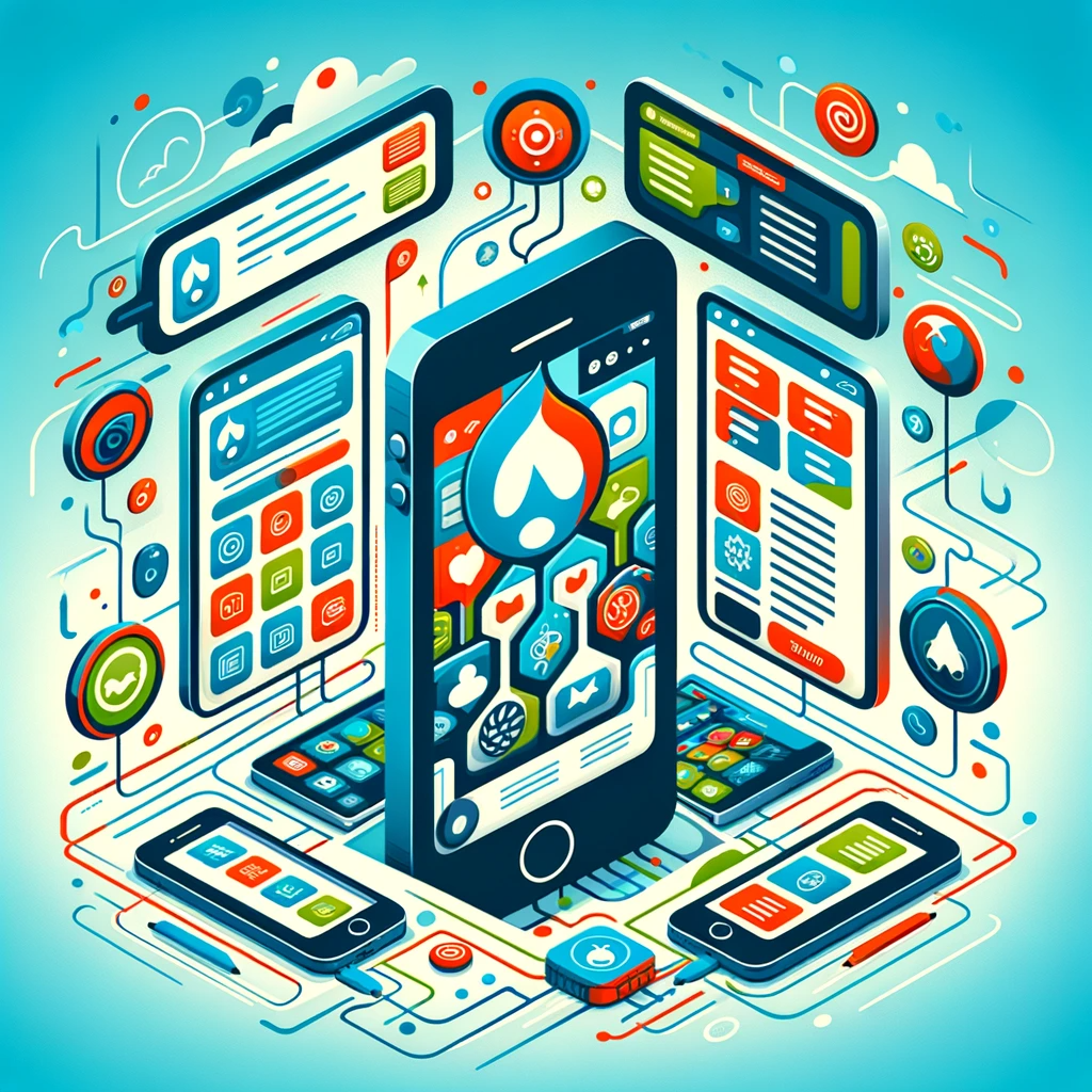 An illustration showcasing Drupal's role in mobile app development.