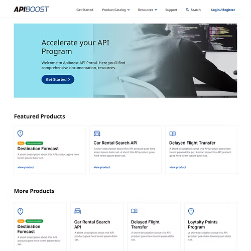 Apiboost API developer portal dashboard