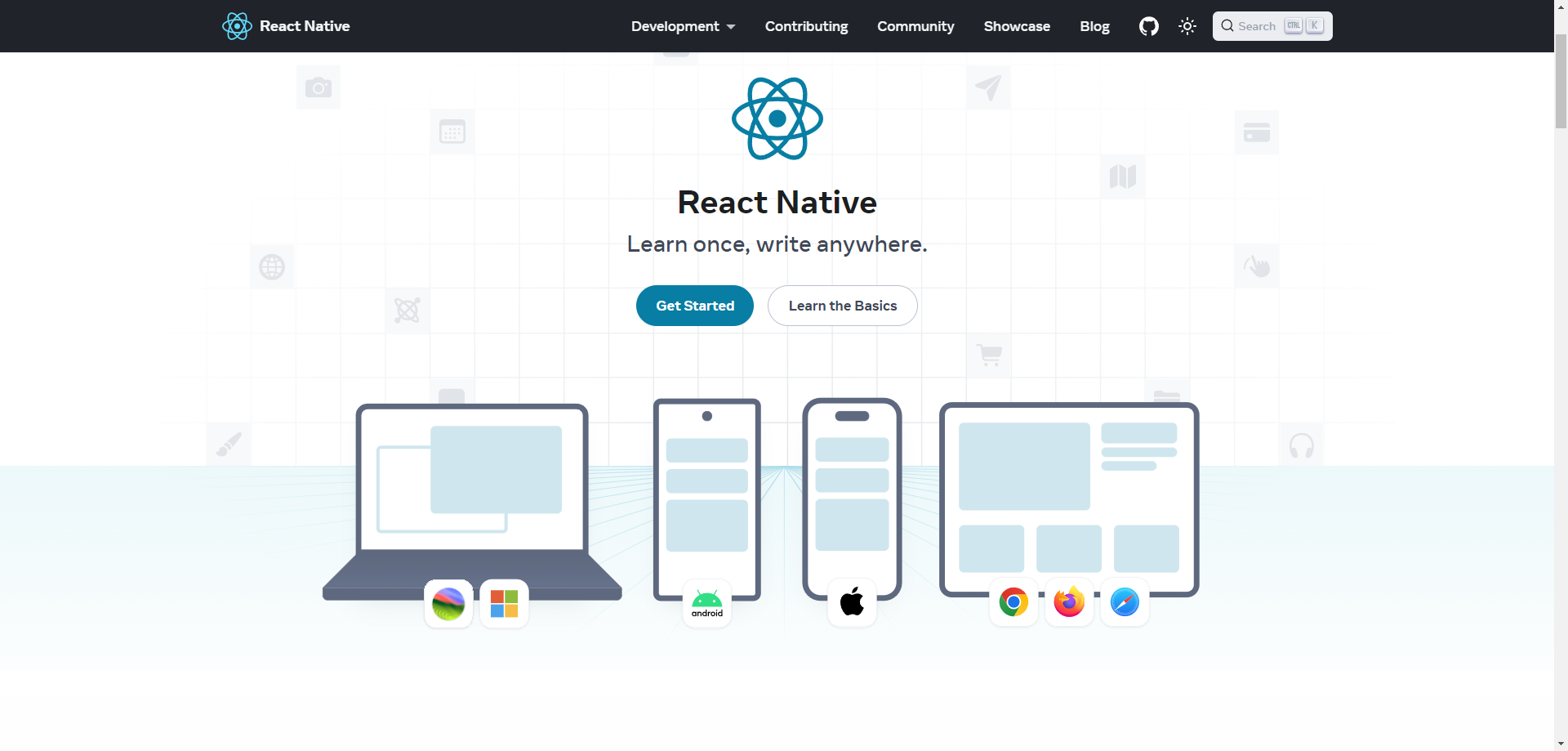 react native website demonstration