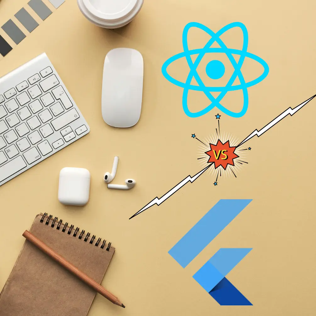 Cover image to blog posr React Native vs Flutter